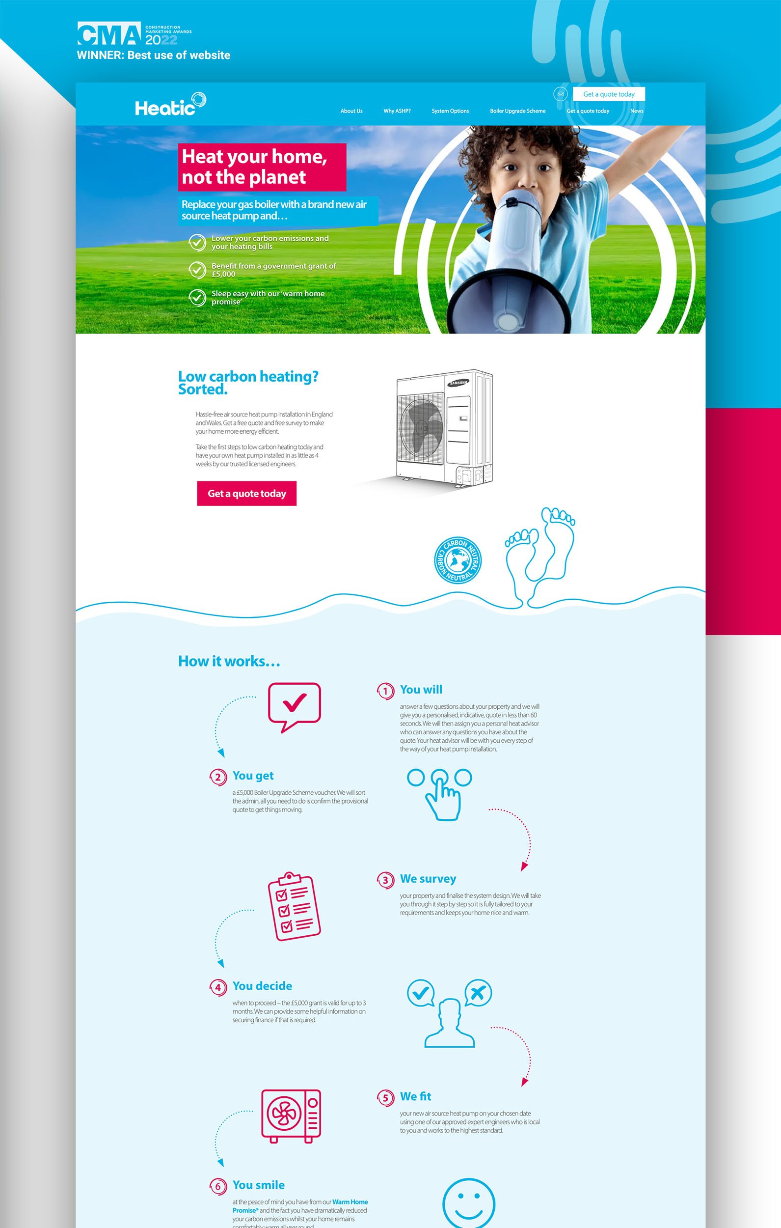 Direct Design Studio's digital creative services showcase - Heatic Pumps Website